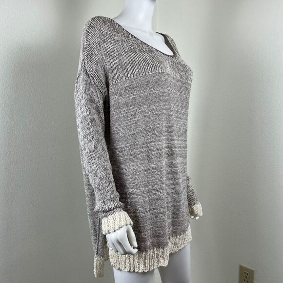 Free People Womens Size L Beige Haiku Pullover Knit NEW Sweater Tunic Top Cotton - Picture 9 of 16